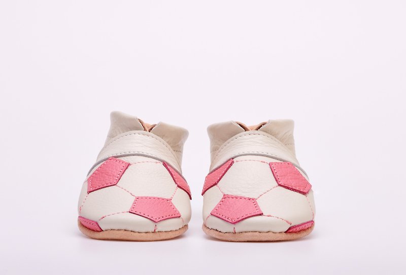 お名前入りベビーシューズ　ピンク色サッカー　11cm－15cm　日本製 - 婴儿鞋 - 真皮 白色