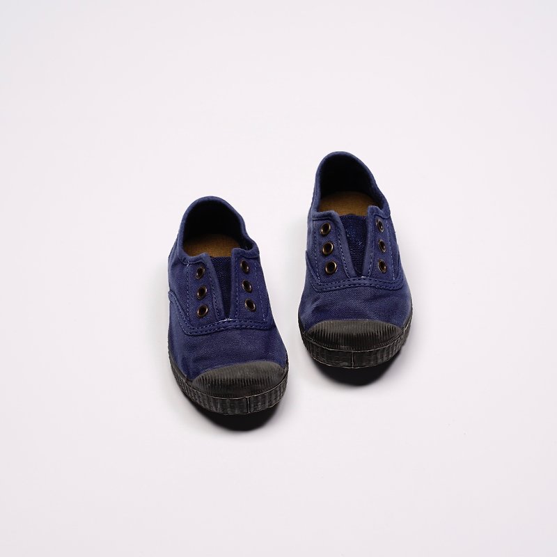 西班牙帆布鞋 CIENTA T955777 84 深蓝色 黑底 洗旧布料 童鞋 - 童装鞋 - 棉．麻 蓝色