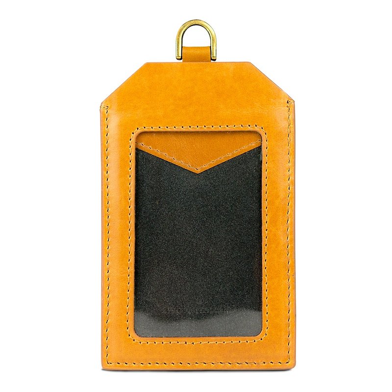 【定制化礼物】皮革证件套 - 焦糖棕 可另外加购挂绳 - 证件套/卡套 - 真皮 橘色