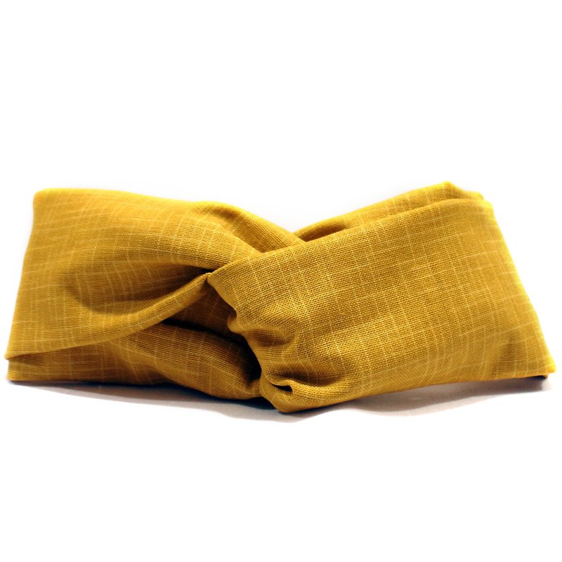 日式黄芥末 发带 - 发饰 - 棉．麻 黄色