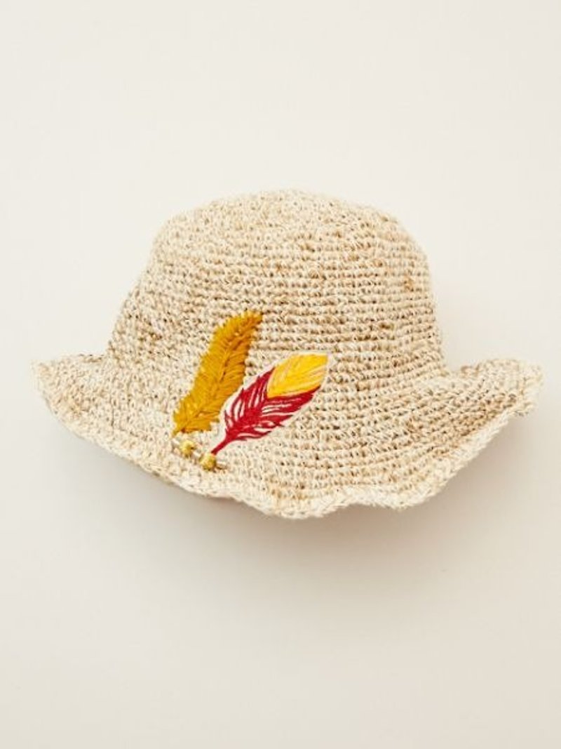 【 预购中】☼针织刺绣羽毛帽☼ (三色) - 帽子 - 棉．麻 多色