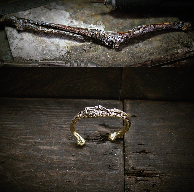 树作 customade cuff bracelet - 手链/手环 - 铜/黄铜 卡其色