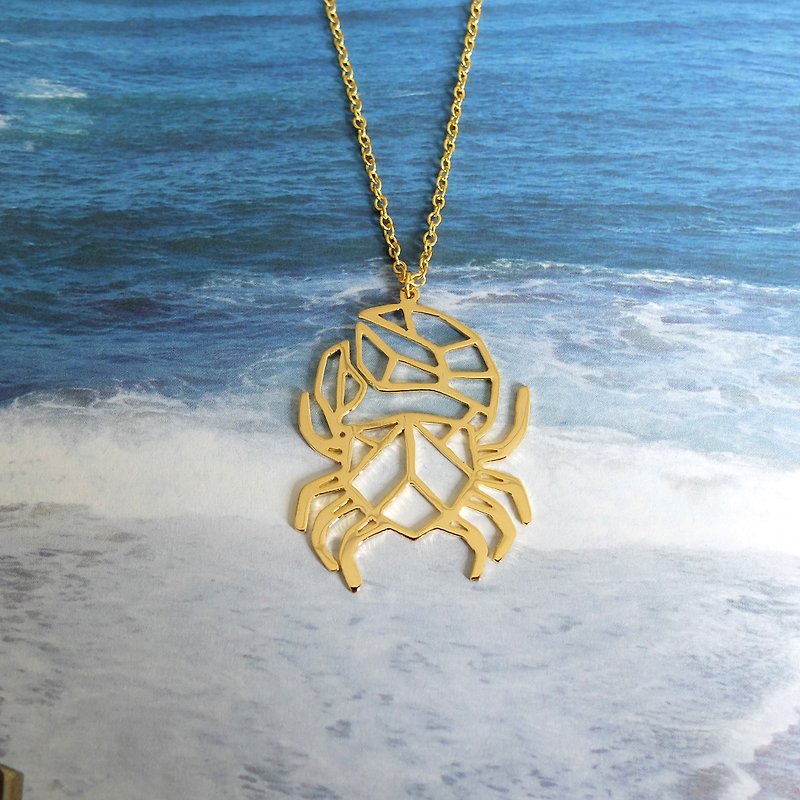 Giant crab, Origami necklace, Animal Necklace, Sea gifts, Gift for Friend - 项链 - 其他金属 金色