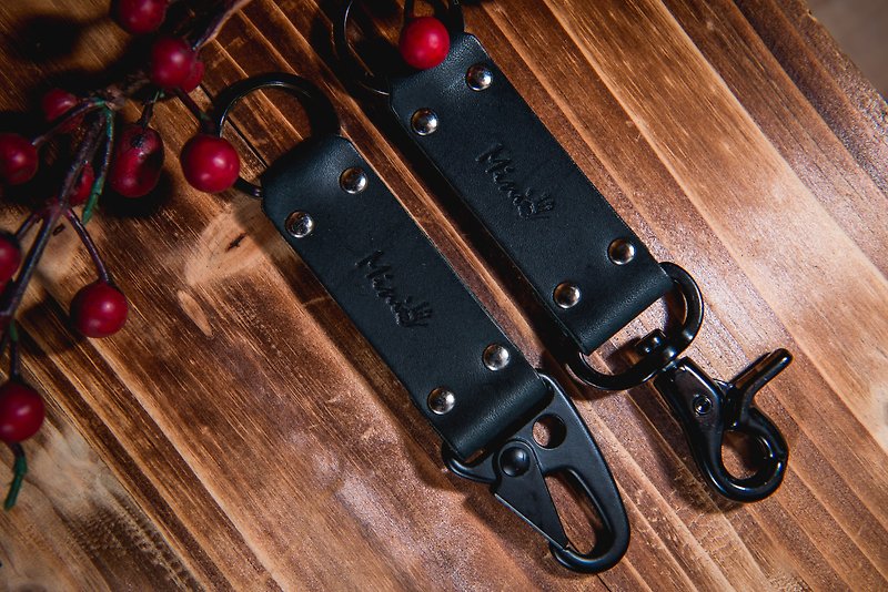 【Mini5】骑士风硬派皮革钥匙圈(黑) - 钥匙链/钥匙包 - 真皮 黑色
