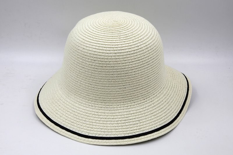【纸布家】双色渔夫帽(白色)纸线编织 - 帽子 - 纸 白色