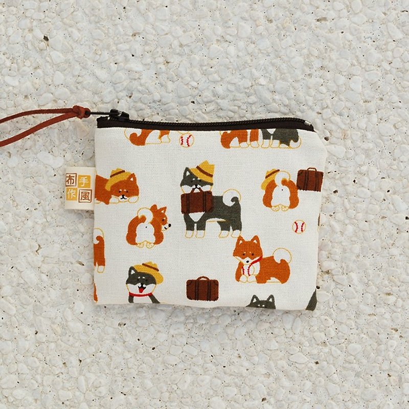 日本柴犬零钱袋 - 零钱包 - 棉．麻 橘色
