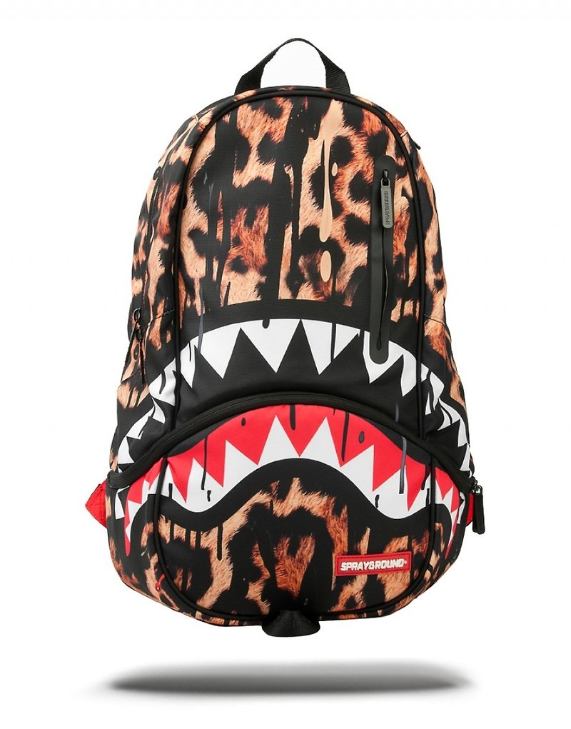 【SPRAYGROUND】DLXX 系列 Leopard Drips 豹纹鲨鱼潮流笔电后背包 - 电脑包 - 纸 多色