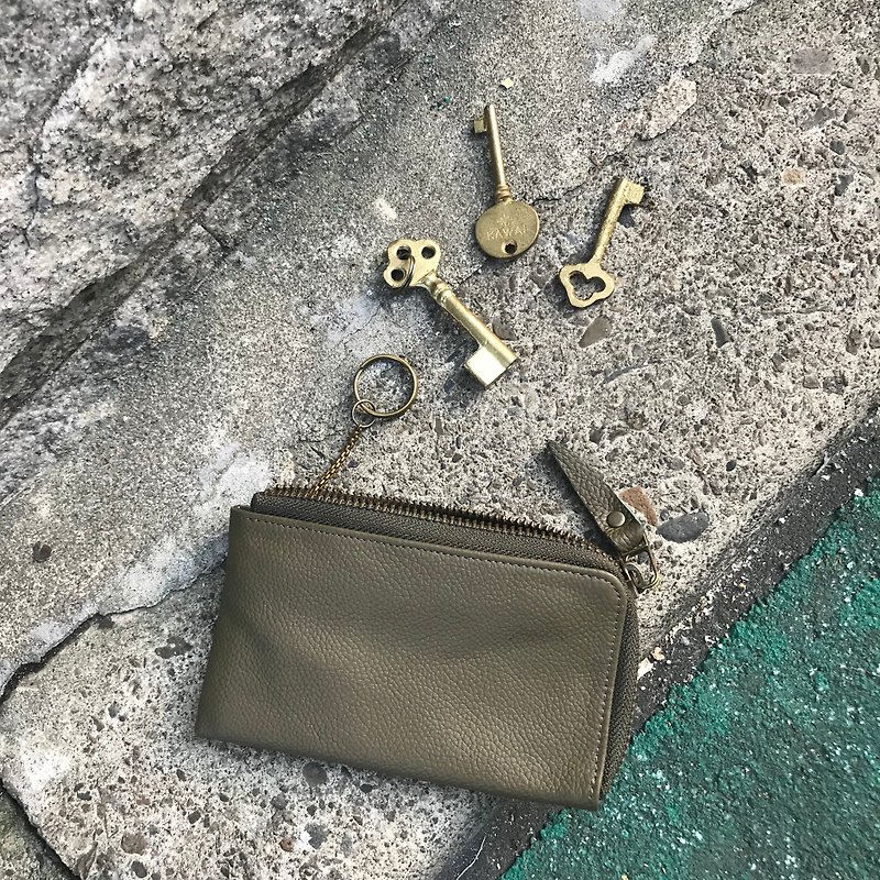 Sienna真皮L拉链长钥匙卡片零钱车钥匙 - 钥匙链/钥匙包 - 真皮 绿色
