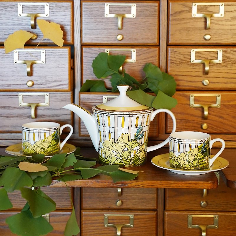 蜻蜓与银杏系列 骨瓷下午茶茶壶茶杯碟礼盒 - 茶具/茶杯 - 瓷 