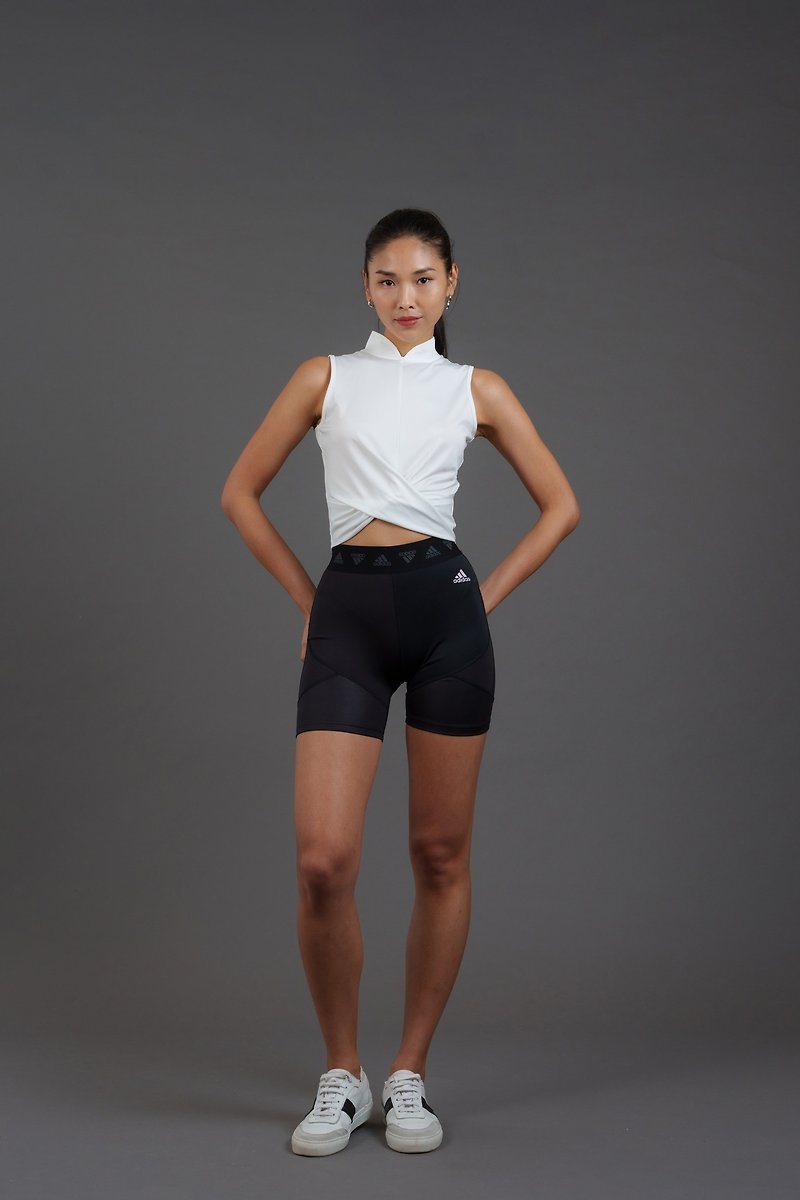 Qi-pow! 中式短身运动上衣 - 女装背心 - 聚酯纤维 白色