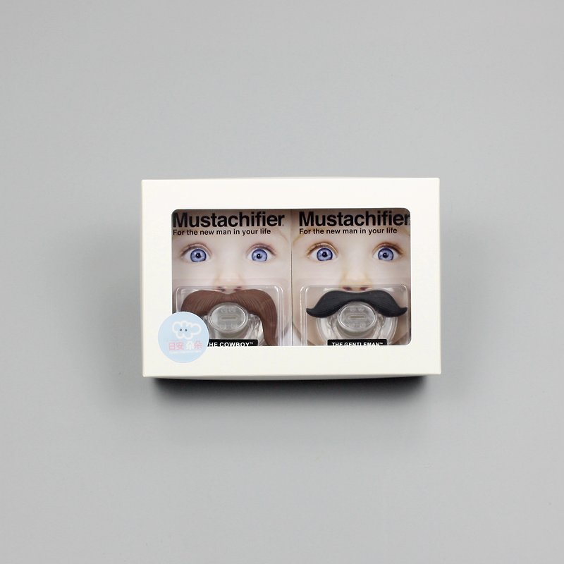 男婴礼盒组 - 胡子婴儿奶嘴2件组 弥月礼 生日礼 周岁礼 - 满月礼盒 - 硅胶 黑色