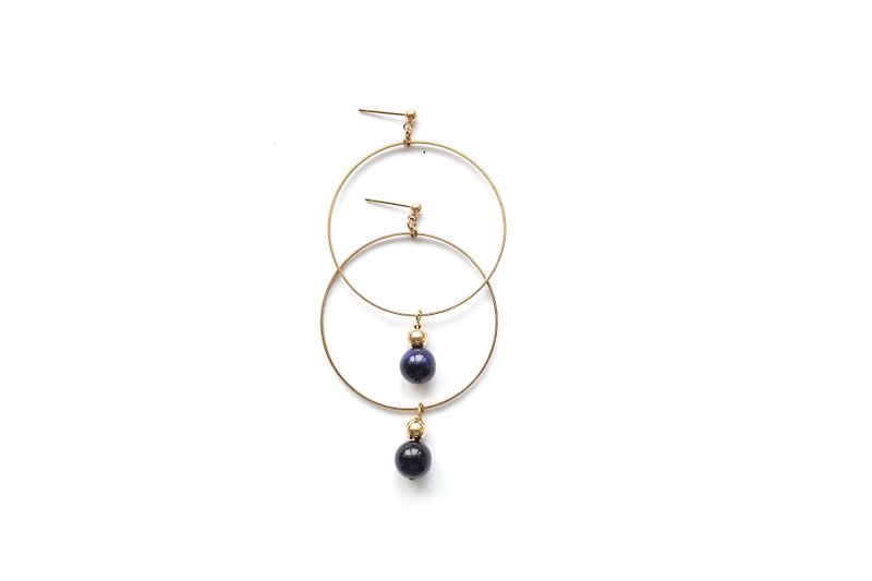 黄铜耳环|天然石|虎眼石   耳针/耳夹 - 耳环/耳夹 - 铜/黄铜 紫色