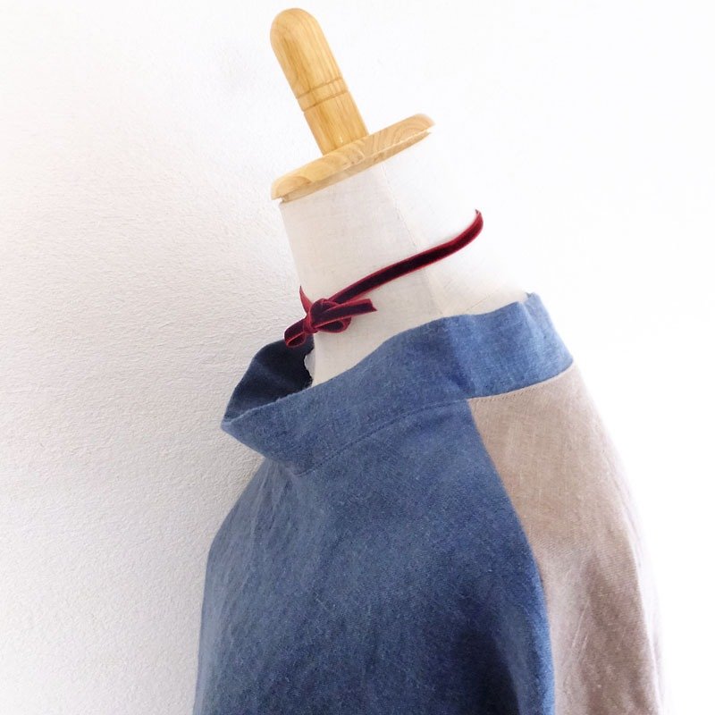 冬リネンのプルオーバー - 女装上衣 - 棉．麻 蓝色
