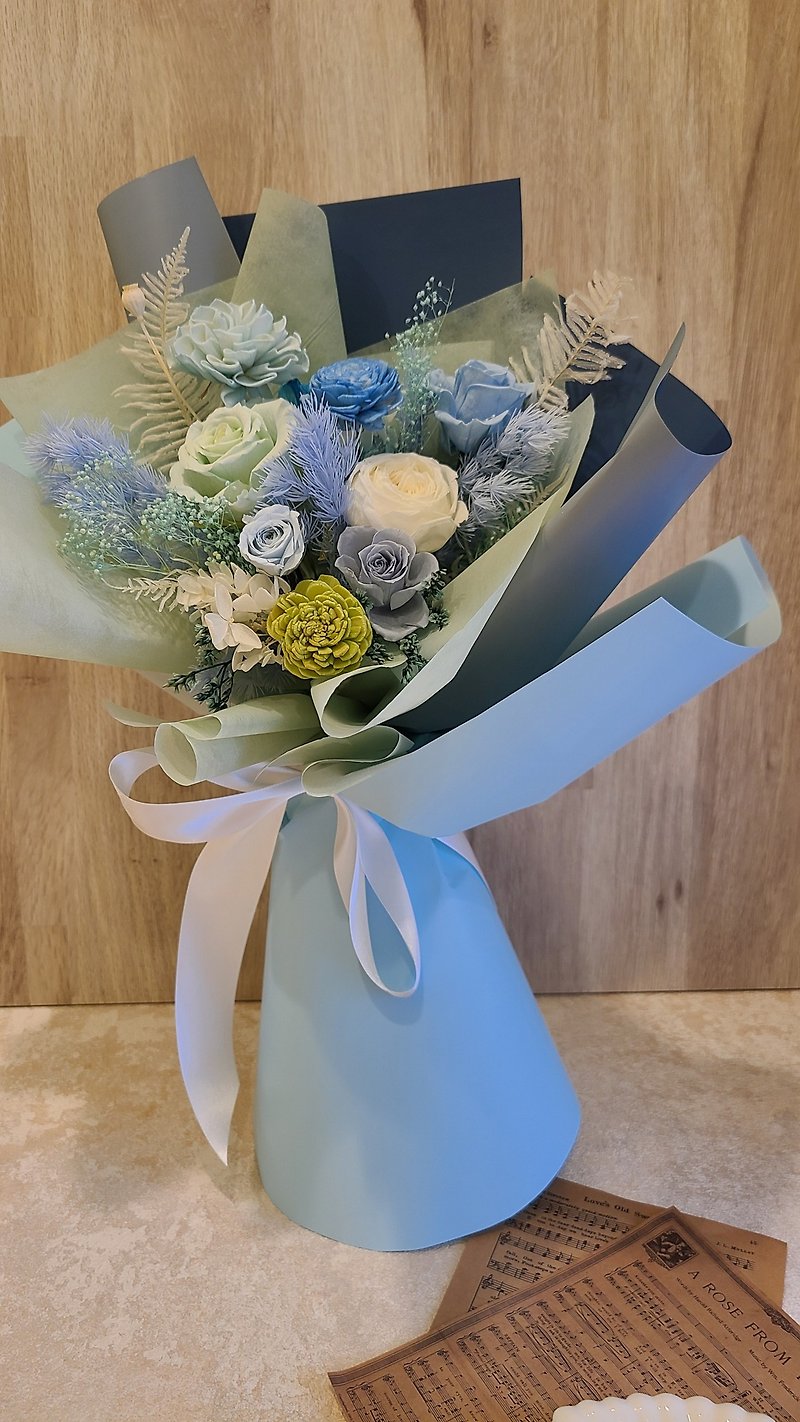 永生花花束韩式包装 情人节 教师节 上台礼物 - 干燥花/捧花 - 植物．花 蓝色