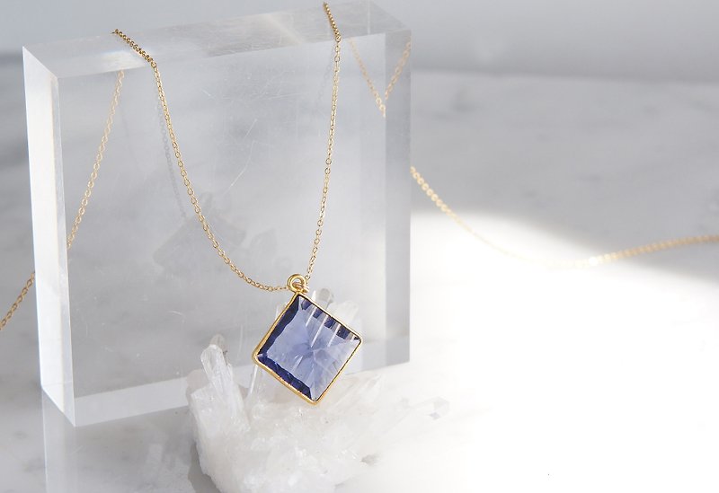 【14KGF】 Necklace, Diamond-Shaped Iolite Quartz - 项链 - 宝石 紫色