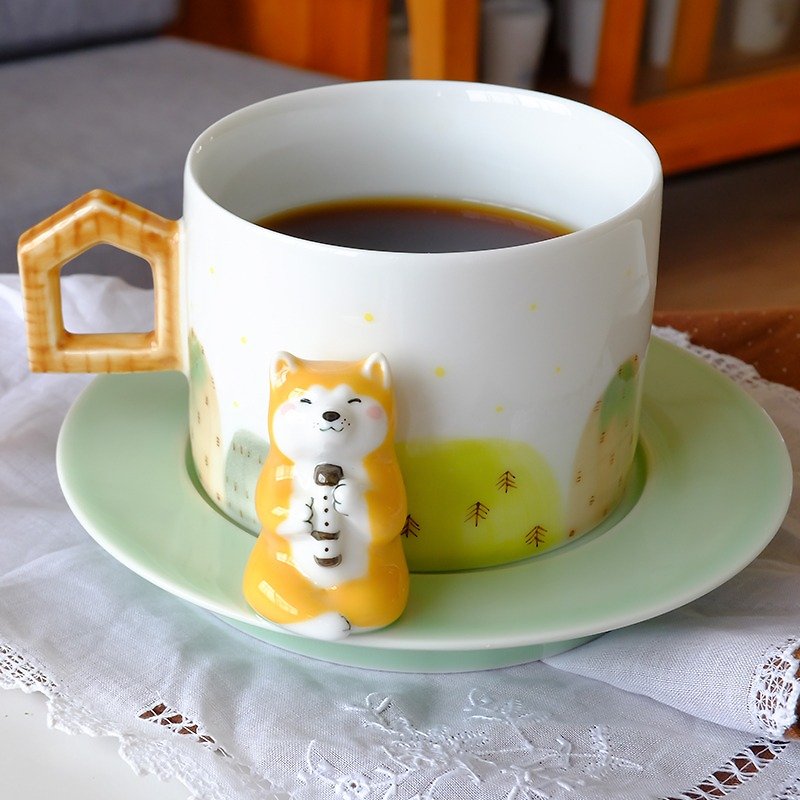 三浅陶社 原创设计小秋田情侣咖啡杯 创意手工送朋友生日结婚礼物 - 咖啡杯/马克杯 - 瓷 