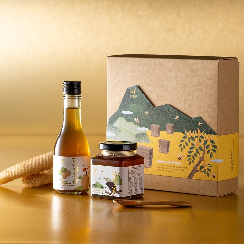 健康礼盒组(产销履历龙眼蜜+蜂蜜醋) 安心出货 - 蜂蜜/黑糖 - 玻璃 