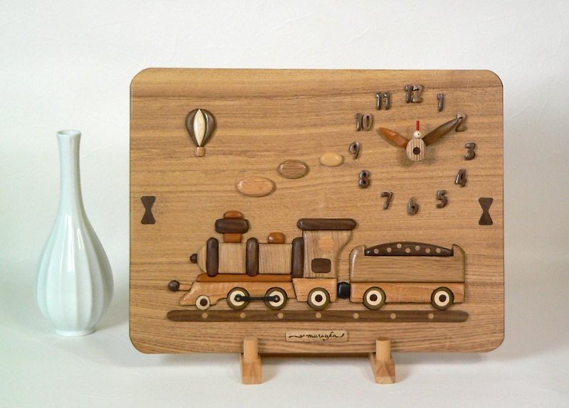 木の時計　蒸気機関車 - 时钟/闹钟 - 木头 