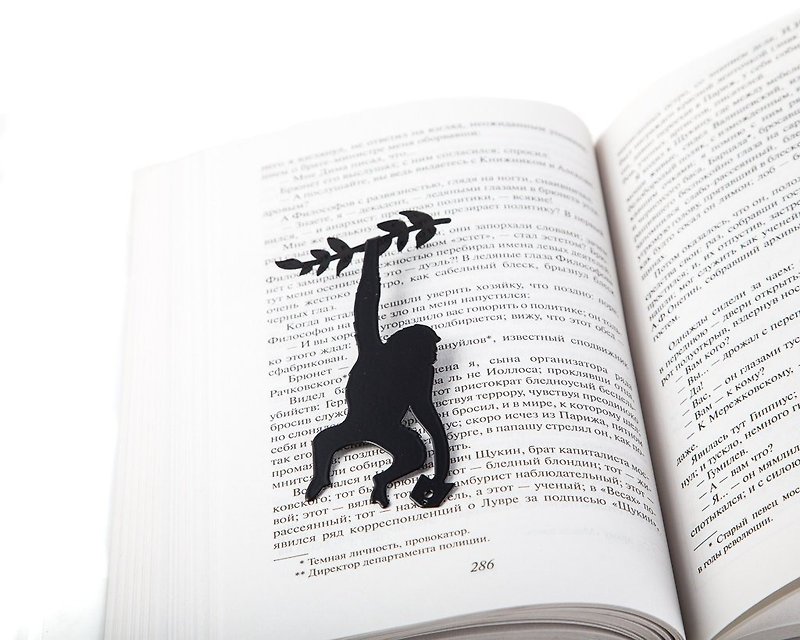 Metal book bookmark // Library in the jungle // Free shipping // - 书签 - 其他材质 黑色