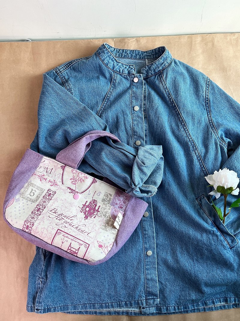 浪漫秋冬小提袋 - 手提包/手提袋 - 棉．麻 紫色