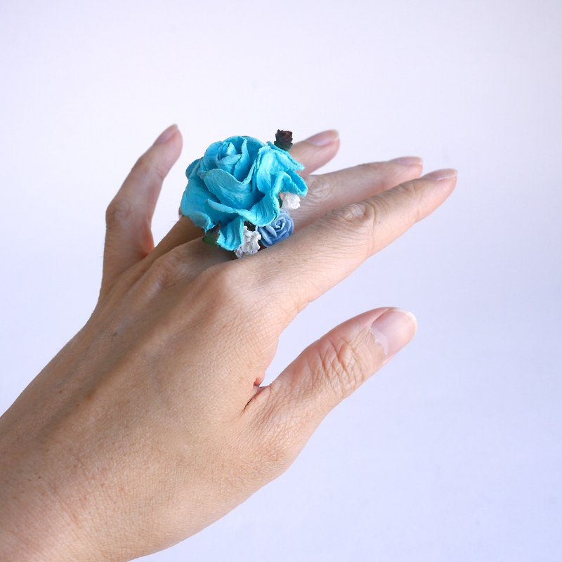  纸花圈   玫瑰  蓝色 - 戒指 - 纸 蓝色