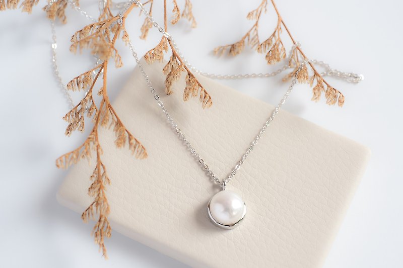 Minimal Single Pearl Necklace - 项链 - 珍珠 白色