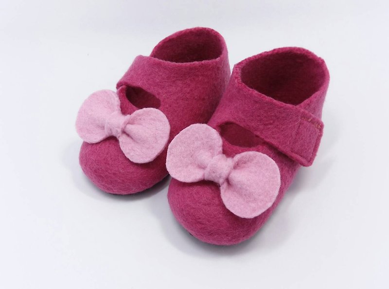 羊毛毡婴儿鞋 蝴蝶结系列 弥月礼 满月礼 - 童装鞋 - 羊毛 多色