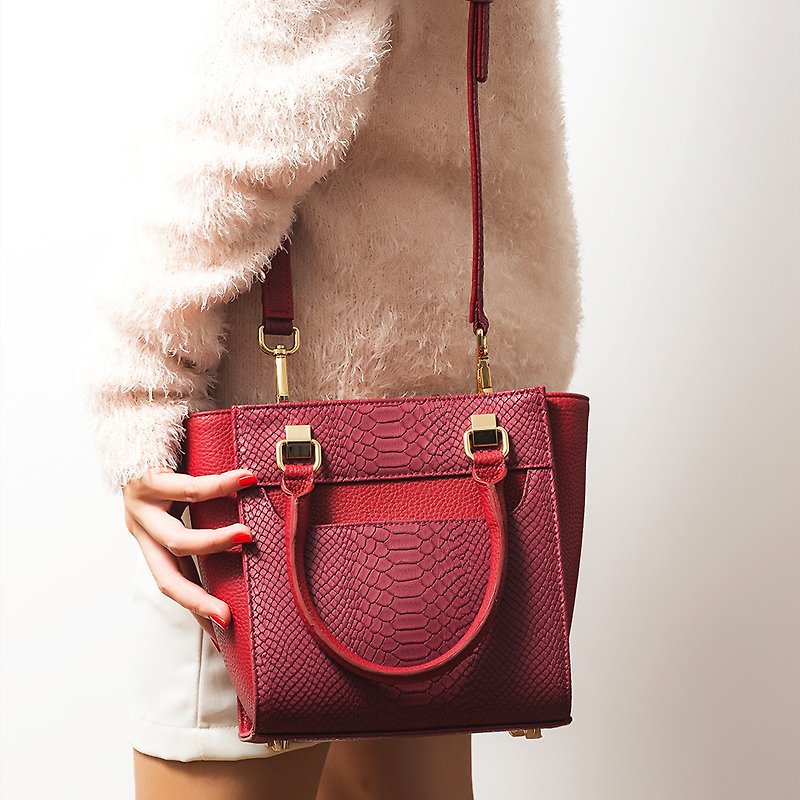 凯特红酒 - 手提包/手提袋 - 人造皮革 红色