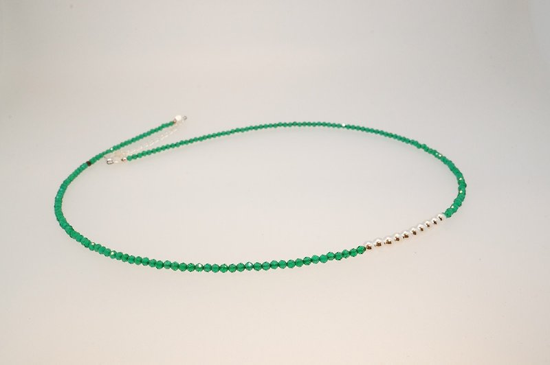 切面17" 宝石银颈链 ( 17" Faceted  Assorted Gems Silver 925 Necklace with Linear Memory Alloy ) - 项链 - 宝石 多色