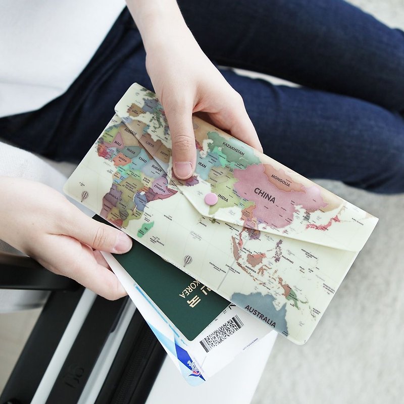 indigo-indimap 世界地图护照套长夹-粉彩,IDG70701 - 护照夹/护照套 - 纸 黄色