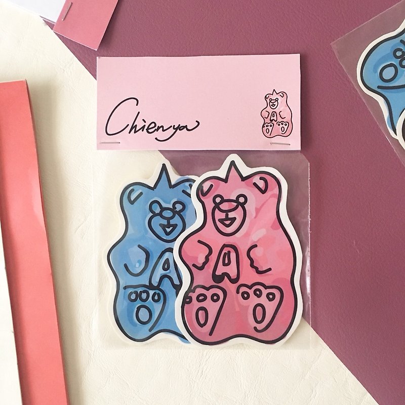 独角熊软糖(大)贴纸2入组 - 贴纸 - 纸 粉红色