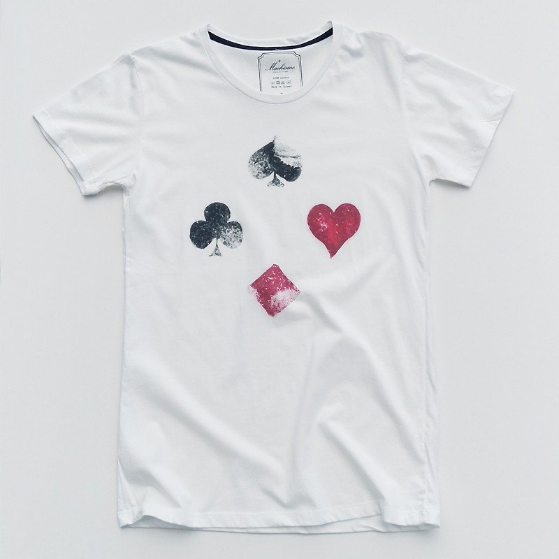 poker-扑克T恤 - 男装上衣/T 恤 - 棉．麻 白色