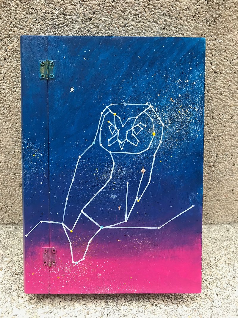 依步流插画手绘书型盒-星座猫头鹰 - 收纳用品 - 木头 蓝色