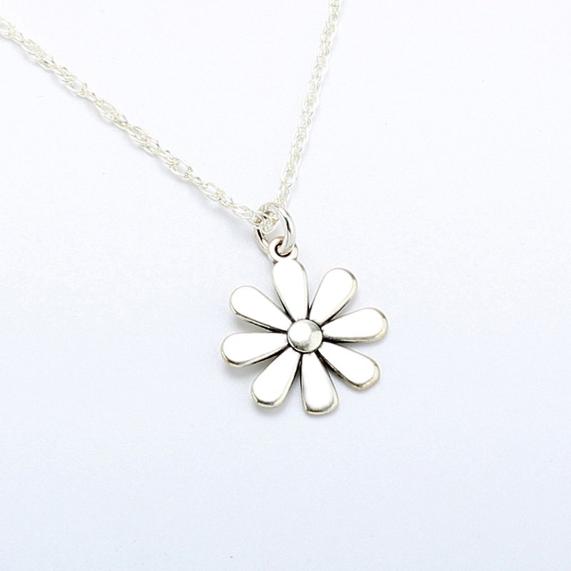 小花雏菊 Daisy Flower s925 纯银 项链 生日 周年 情人节 礼物 - 项链 - 纯银 银色