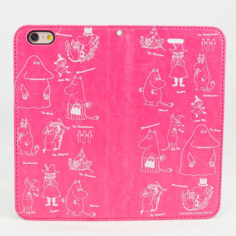 Moomin噜噜米正版授权-磁吸手机皮套【描绘Moomin】 - 手机壳/手机套 - 真皮 粉红色