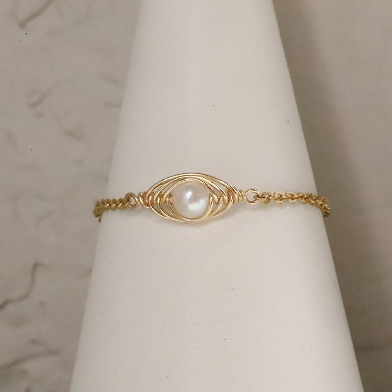 小宇宙 | 小珍珠链戒 - 戒指 - 其他金属 白色