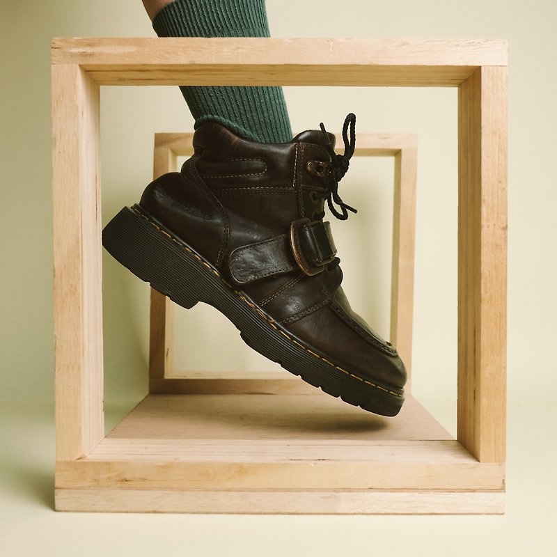 Dr.Martens马汀鞋B15棕色UK8中筒 ,靴 英国制【Tsubasa.Y古着屋】 - 男款靴子 - 真皮 咖啡色
