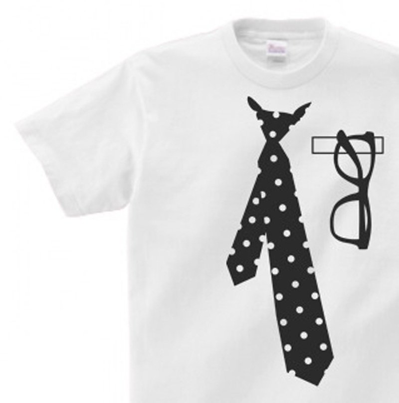 だまし絵　ネクタイTシャツ  150.160. S-XL　Tシャツ【受注生産品】 - 中性连帽卫衣/T 恤 - 棉．麻 白色