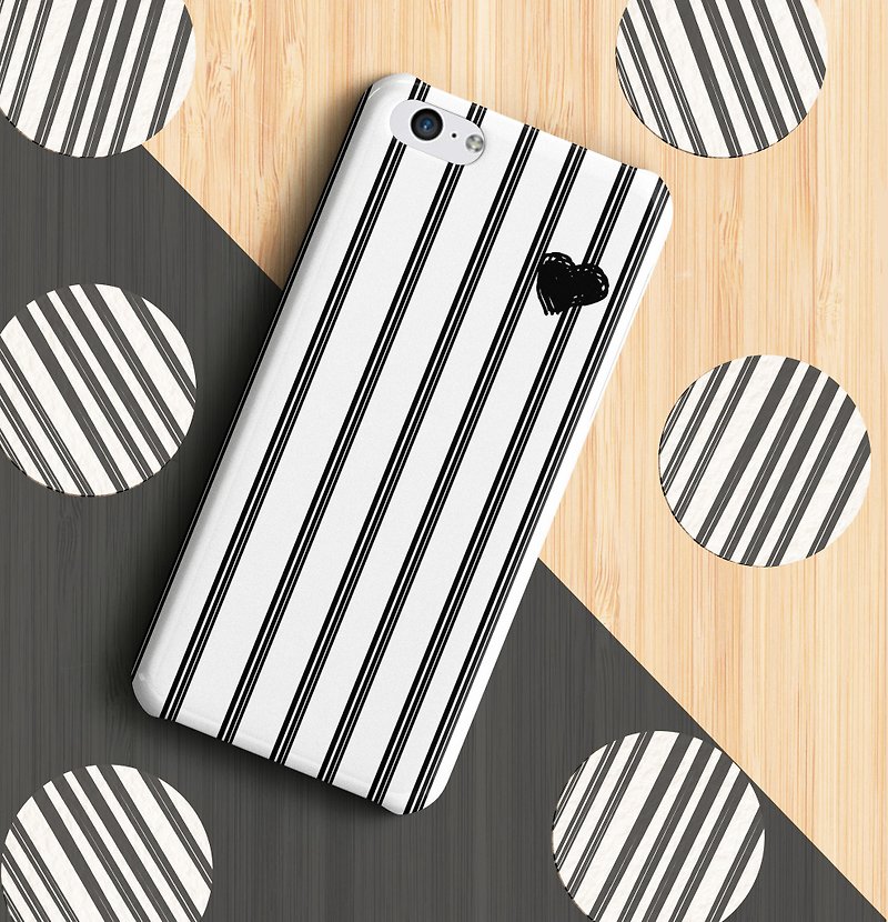 heart n stripes phone case - 手机壳/手机套 - 塑料 黑色