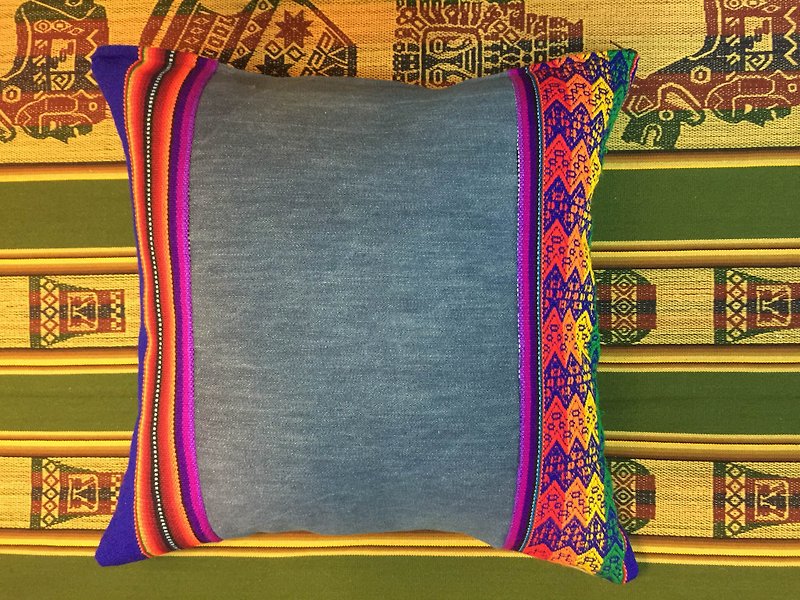 秘鲁民族风拼接单宁个性抱枕-蓝 - 枕头/抱枕 - 其他材质 