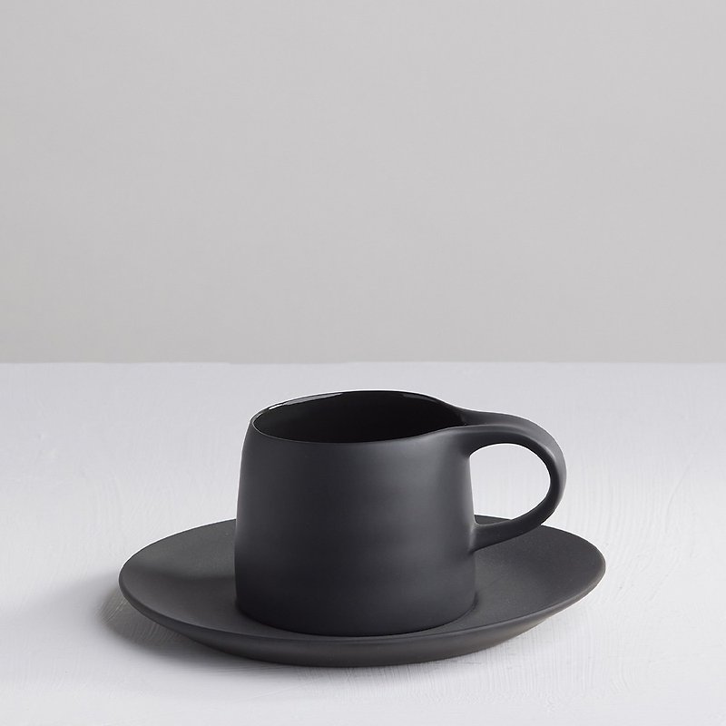 【3,co】卡布奇诺杯碟组(2件式) - 黑 - 咖啡杯/马克杯 - 瓷 黑色