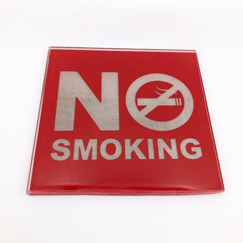 玻璃制红色禁菸标志 公共场所标示牌 请勿吸菸指示牌优于禁菸贴纸 - 墙贴/壁贴 - 玻璃 红色