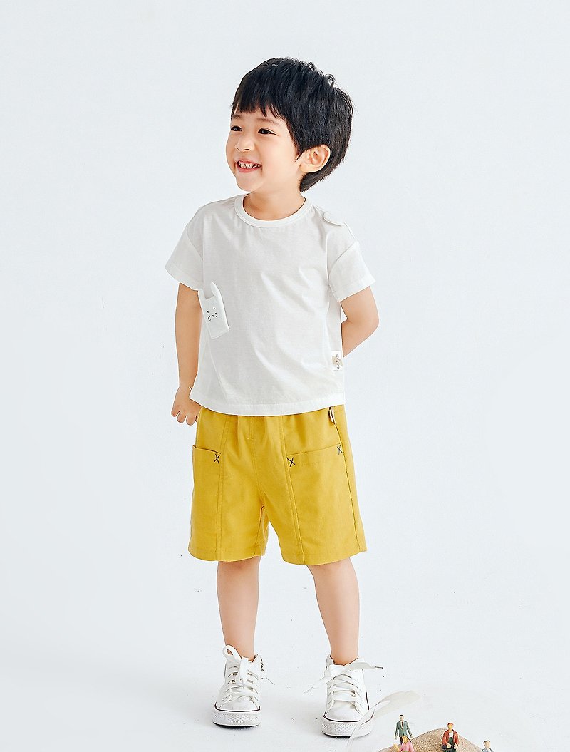 【出清优惠】宽版五分裤  黄/蓝 - 童装裤 - 棉．麻 多色