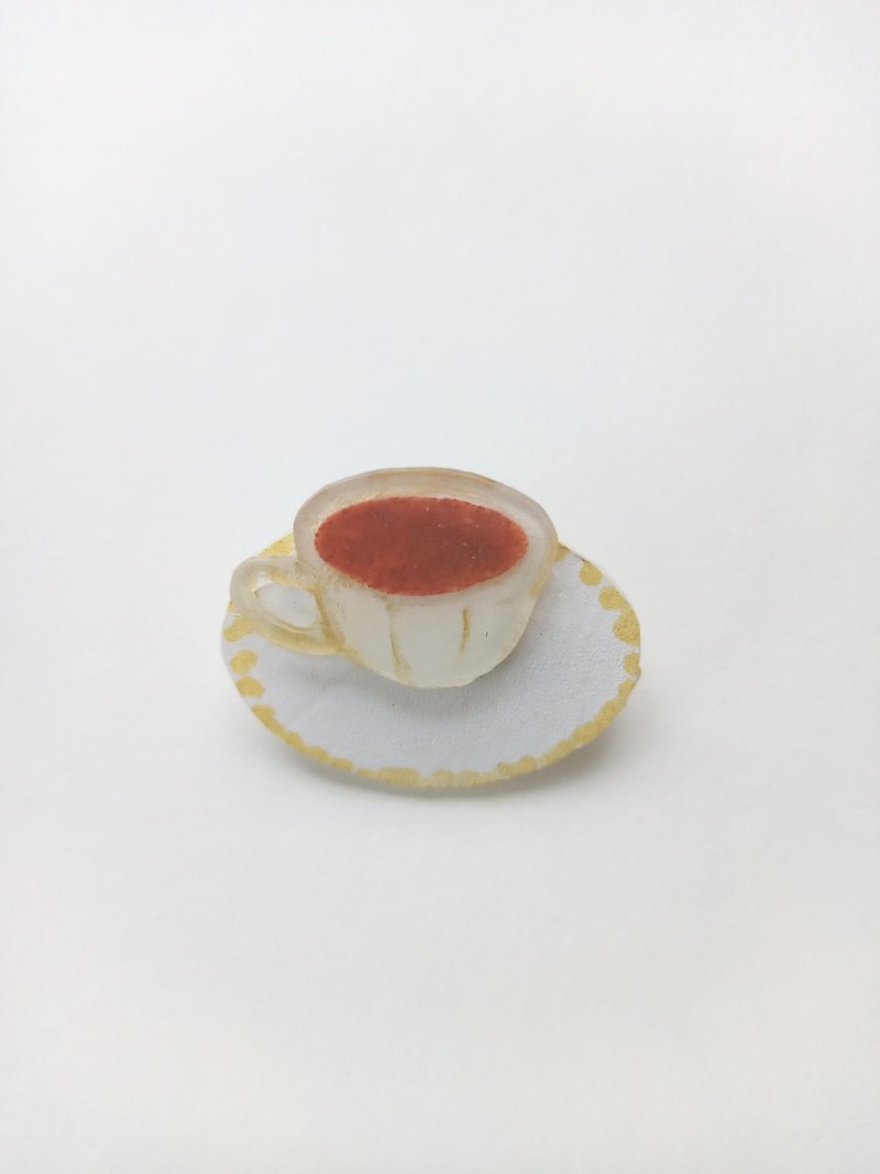 ヘンテコ　ブローチ　純喫茶のミルクコーヒー - 胸针 - 塑料 白色