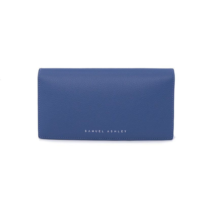 【意大利皮革】Addison 折叠式长款钱包 - 牛仔蓝 - 皮夹/钱包 - 真皮 蓝色