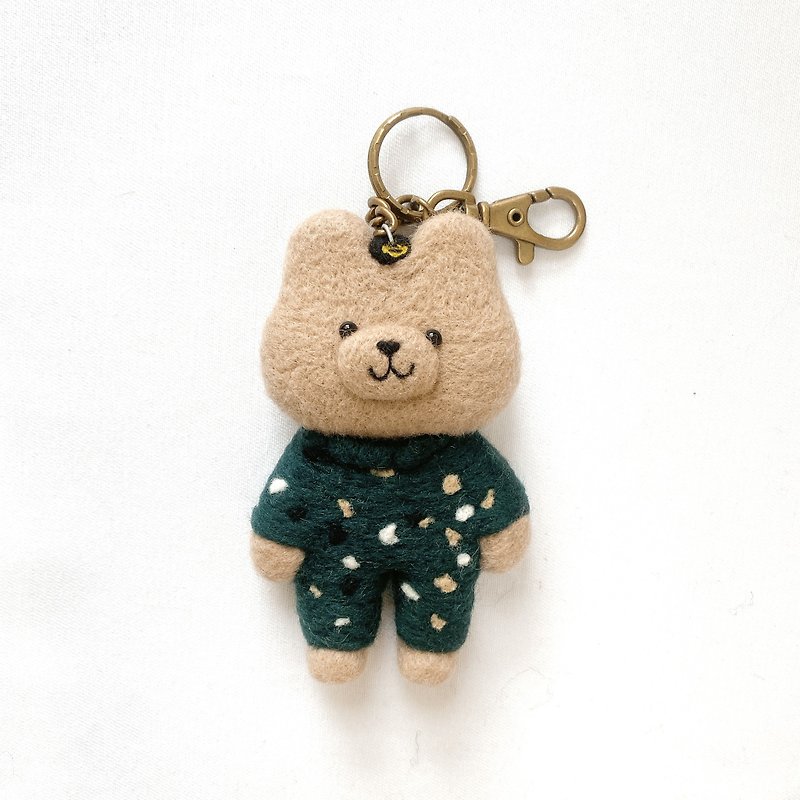 林檎小熊穿军人制服 制服羊毛毡钥匙圈 - 钥匙链/钥匙包 - 羊毛 