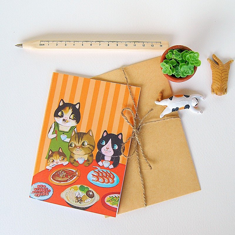 Fish cat/卡片 - 卡片/明信片 - 纸 橘色