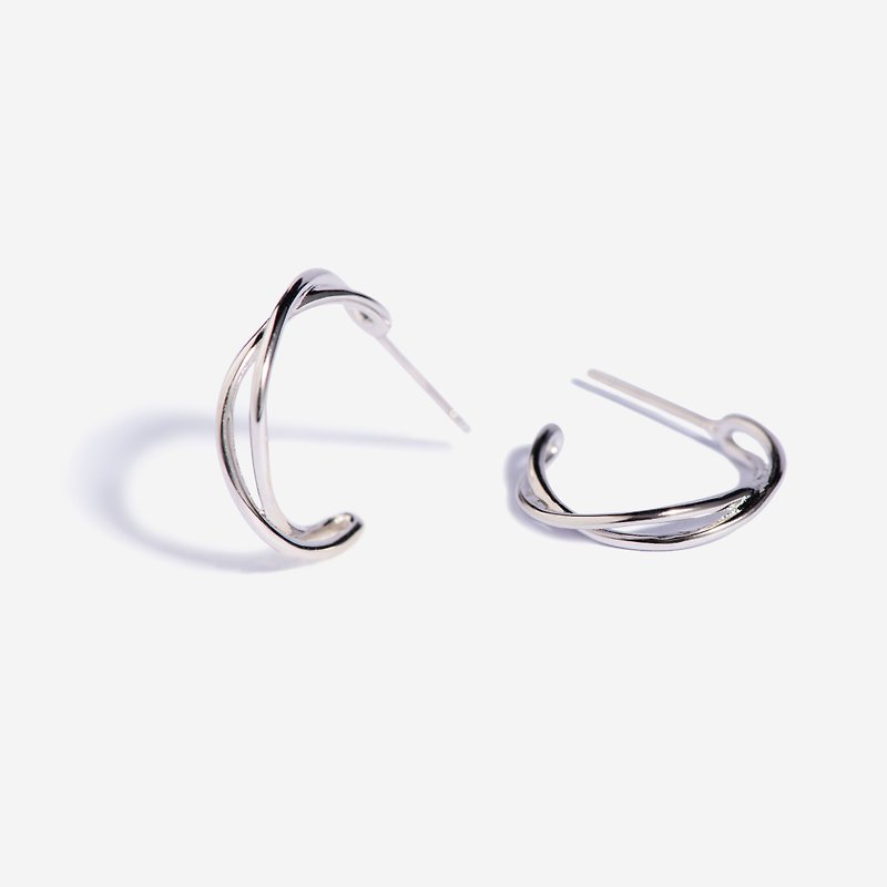 缠绕银线半圈耳环 | 简约纯银 | 特色。百搭。质感 - 耳环/耳夹 - 纯银 