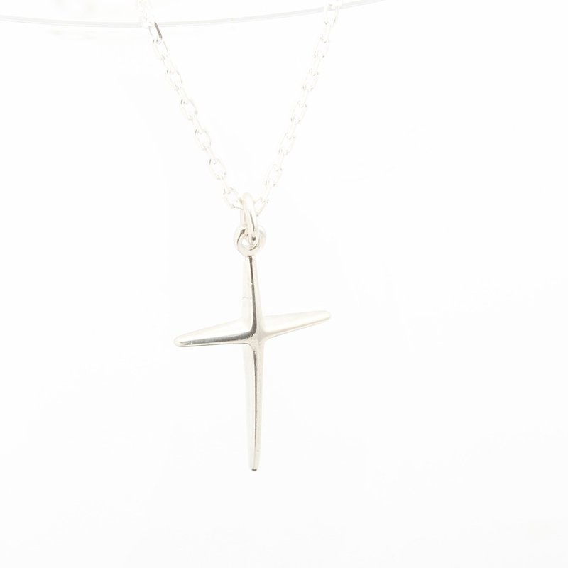 【礼物】希望之星 十字架 925 纯银 项链 基督 福音 受洗 圣诞节 - 项链 - 纯银 银色