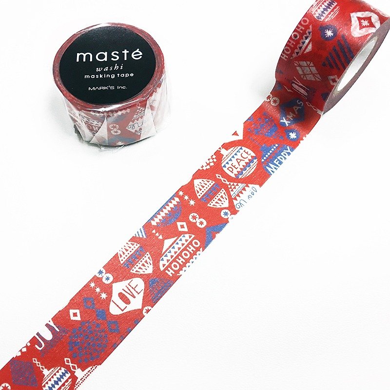 maste Xmas 和纸胶带【圣诞装饰消息 (MST-ZX01-B)】 - 纸胶带 - 纸 红色